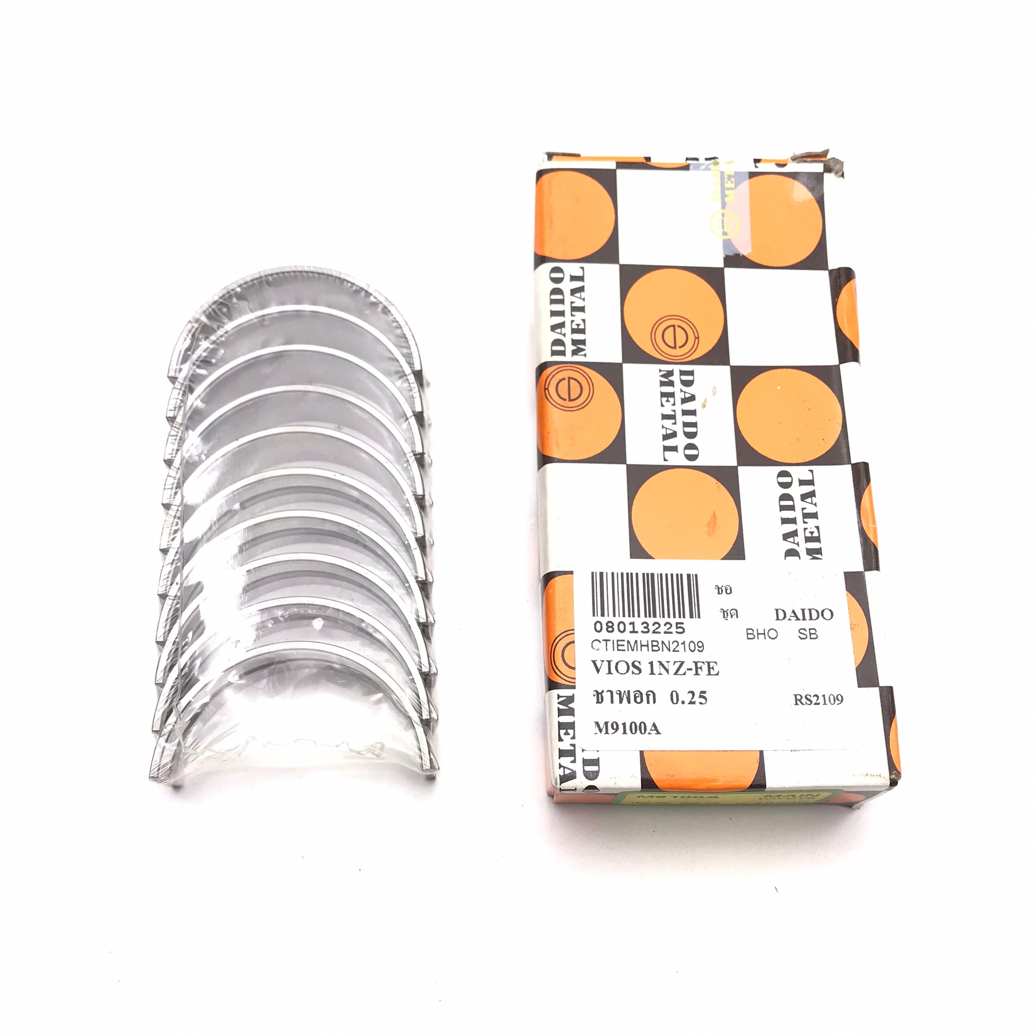 (1 กล่อง) ชาร์ปอก TOYOTA 1NZ-FE / 2NZ-FE / VIOS / YARIS / โตโยต้า วีออส ยาริส / เบอร์ M9100A / SIZE (STD) ยี่ห้อ DAIDO MADE IN JAPAN ( Main Bearing)