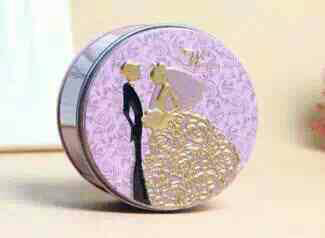ตลับใส่ของโลหะกลม ลายเจ้าบ่าว-เจ้าสาว