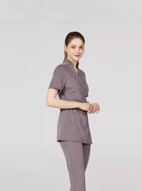 ชุดคลินิกความงาม ชุดนวดสปา ชุดพนักงานต้อนรับ ชุดพนักงานซาวน่า สีดำ สีเทา สีม่วง