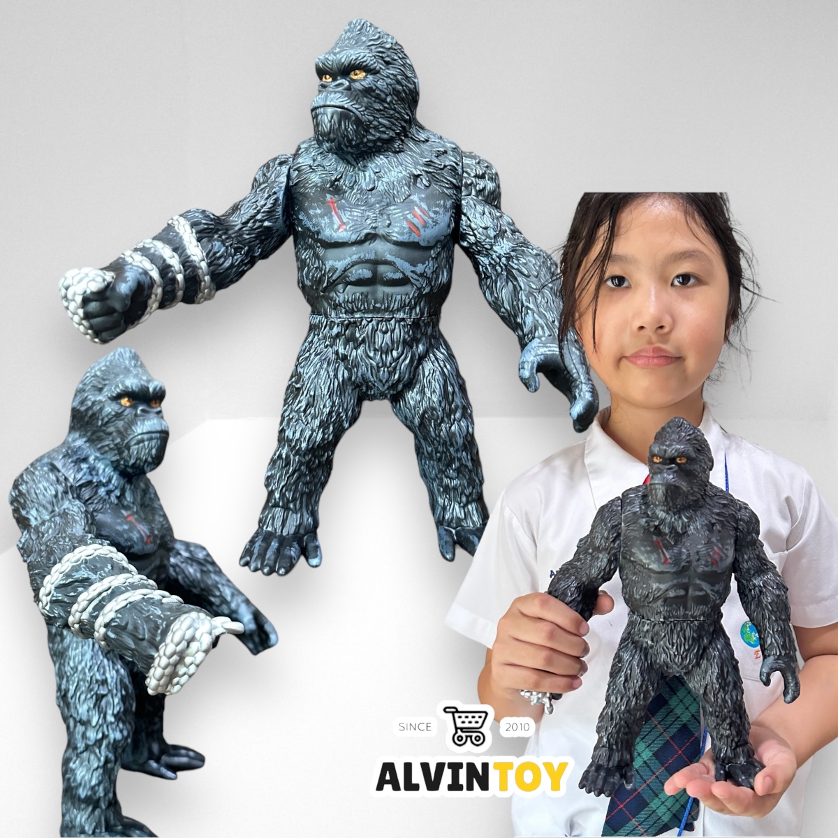 โมเดล ลิงกอริลลา คิงคอง Gorilla Kingkong ขนาดความสูง 26.5 cm. งานสวยสมจริง ขยับจุดได้