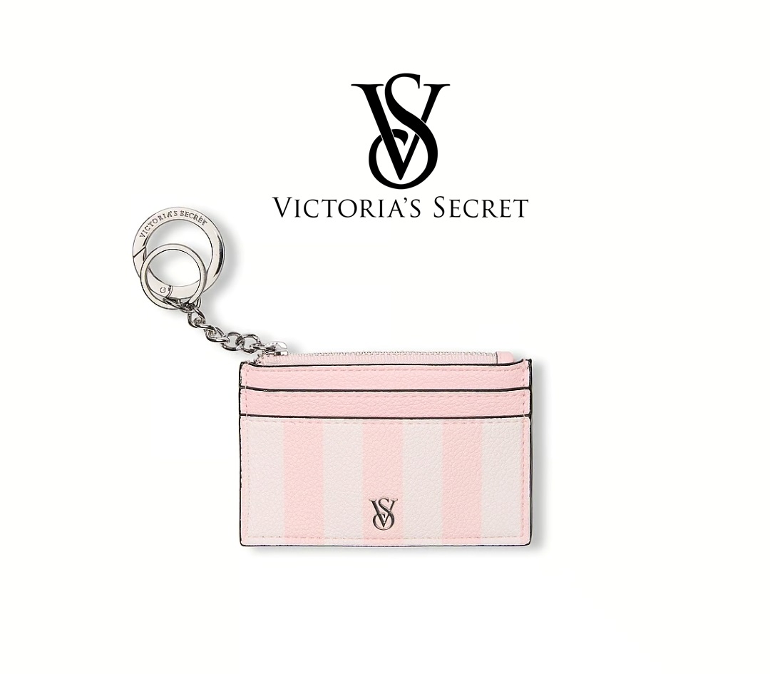 Pink Card Case Silver Keychain