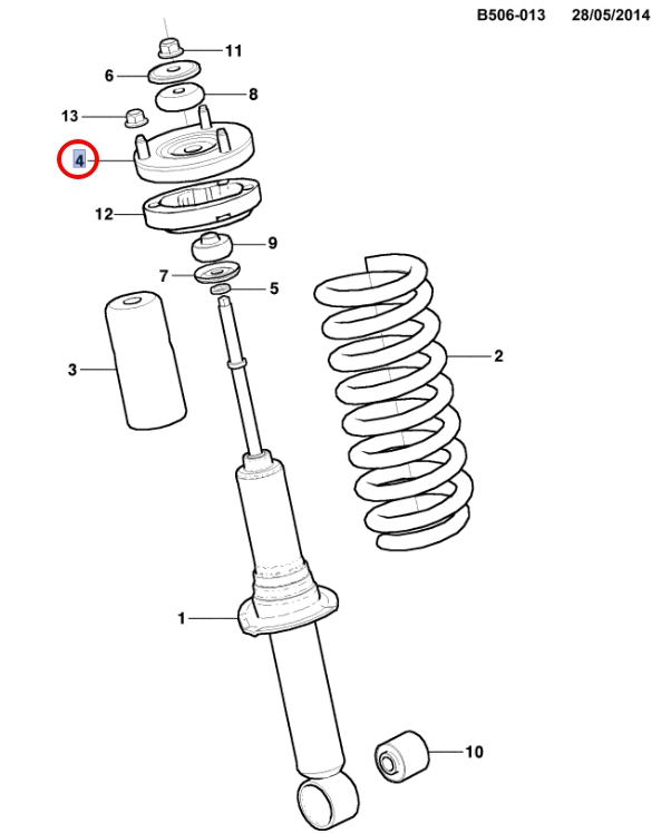 เบ้าโช๊คอัพหน้า CHEVROLET COLORADO โคโรลาโด ปี2013-2017 /GMแท้