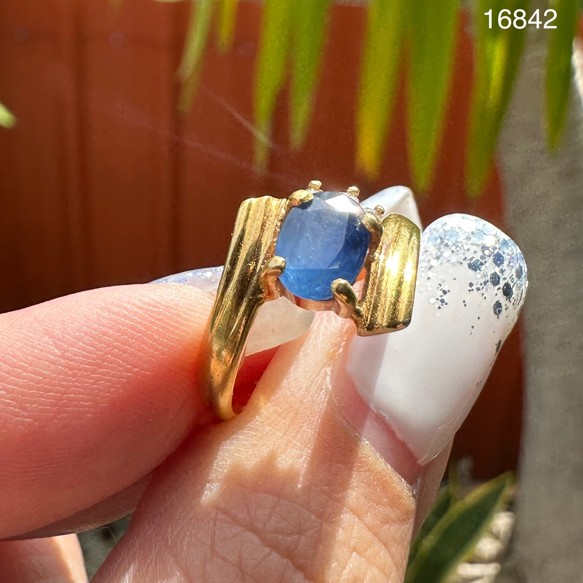 รหัส 16842 แหวน ไพลิน ฝังเพชร ทอง90 ราคาเบาเบา นน. 4.65 g