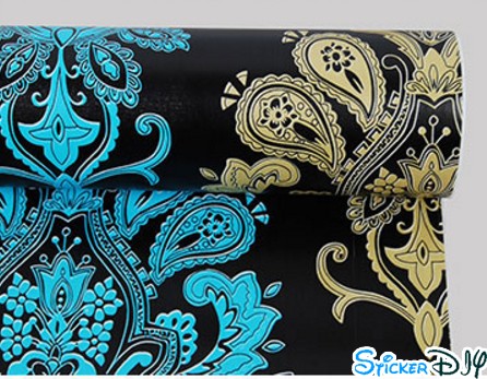 (หน้ากว้าง45cm.xยาว10m.) Wallpaper sticker วอลเปเปอร์แบบกาวในตัว ลายหลุยส์ สไตล์C