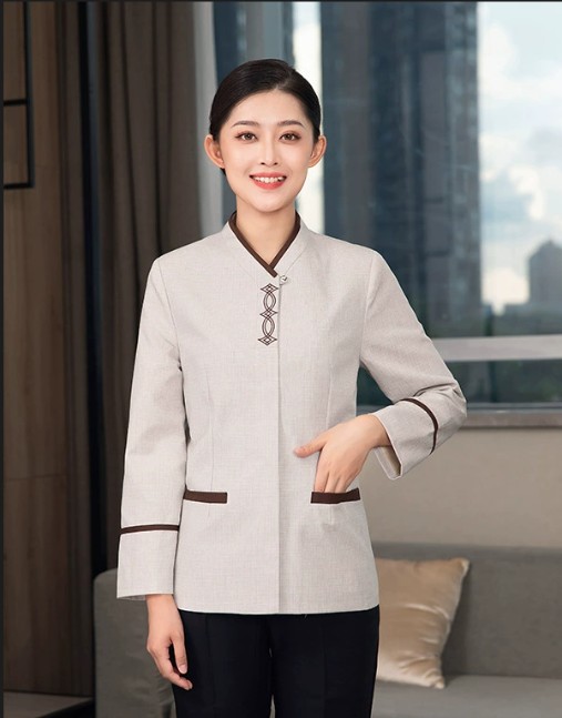 เสื้อแม่บ้านแขนยาว ชุดแม่บ้านทำความสะอาดห้องพัก ชุดแม่บ้านโรงแรม ชุดแม่บ้านโรงพยาบาล