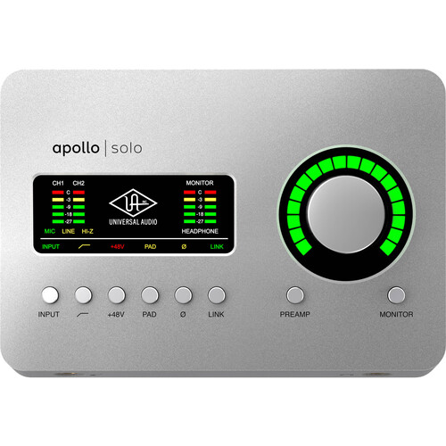 Universal Audio Apollo Solo Heritage Edition ออดิโออินเตอร์เฟส 2x4 Thunderbolt 3, ซอฟต์แวร์ UAD Plug-ins รับประกัน 1 ปี