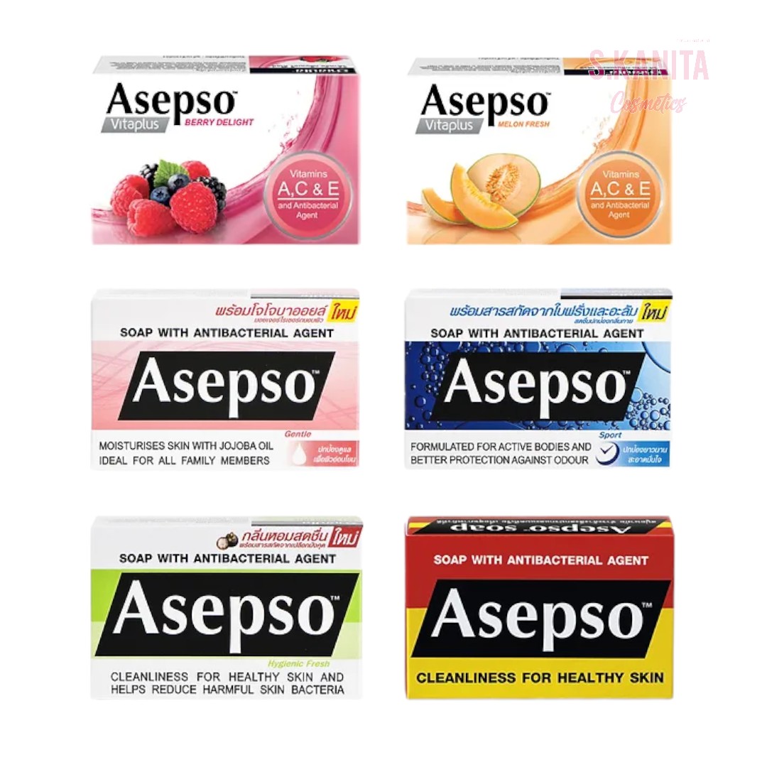 สบู่อาเซปโซ่ เมล่อน เบอร์รี่ แอนตี้แบคทีเรีย Asepso soap 70g-80g Melon, Berry, AntiBacteria