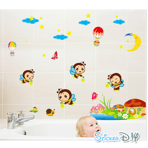 Transparent wall sticker สติ๊กเกอร์ติดผนัง ผึ้งน้อยหรรษา (กว้าง115cm.xสูง105cm.)