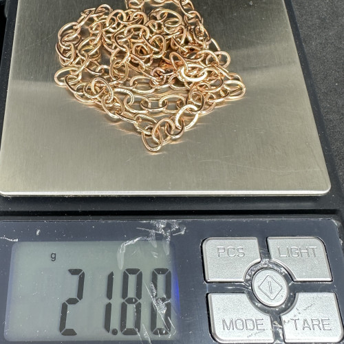 รหัส 63766 สร้อยคอ Asawa ลายโซ่ รอบเส้น ทอง10K Pink gold ความยาว 24 นิ้ว สวมหัวได้ นน. 21.88 g