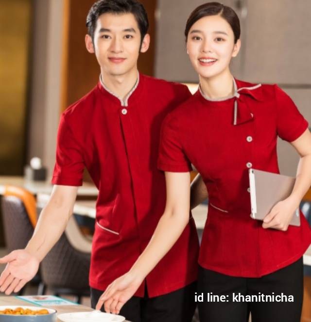 ชุดพนักงานเสริฟ ชุดพนักงานร้านอาหาร ร้านกาแฟ รีสอร์ท โรงแรม