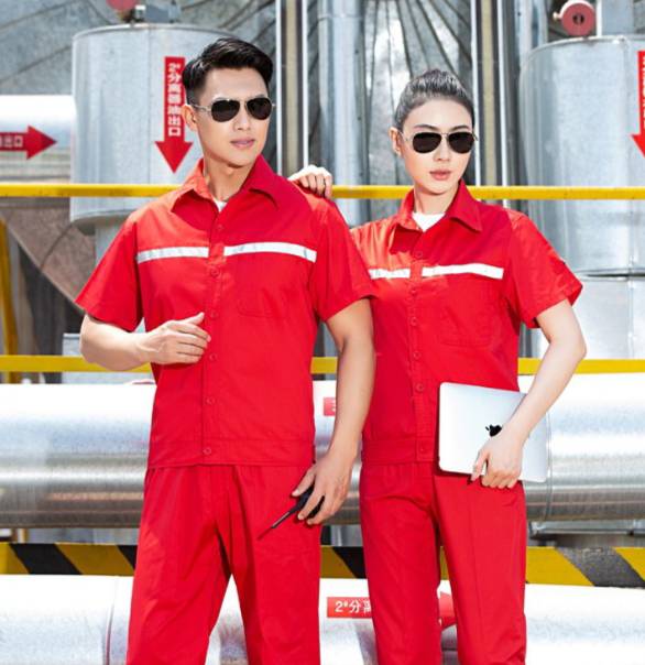 ชุดช่าง ยูนิฟอร์มช่างแขนสั้น สีเหลือง สีแดง สีน้ำเงิน