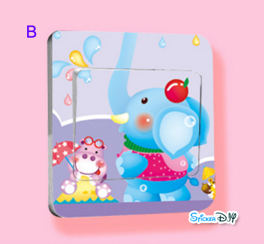 Transparent Wall Sticker สติ๊กเกอร์ติดสวิตช์ไฟ "Animal" B (กว้าง8.7cm.xสูง8.7cm.)