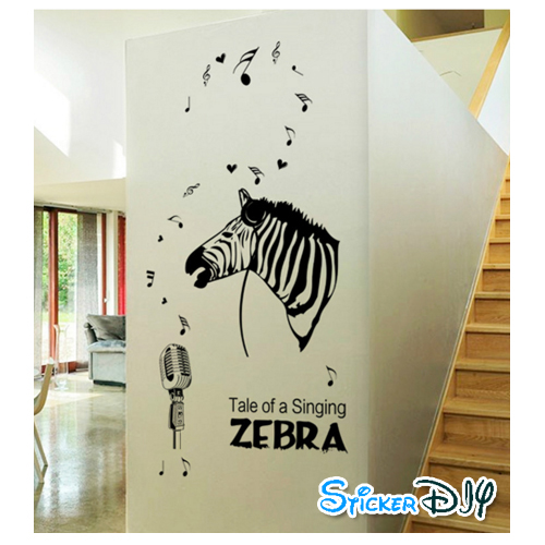 Transparent wall sticker สติ๊กเกอร์ติดผนัง Singing ZEBRA (กว้าง128cm.xสูง105cm.)