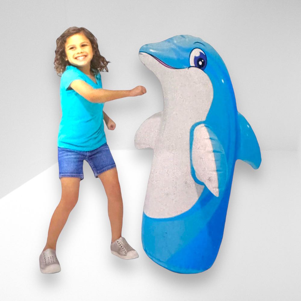 ตุ๊กตาล้มลุกเป่าลม ลายปลาโลมา ขนาดสินค้า 97 x 61 ซม.