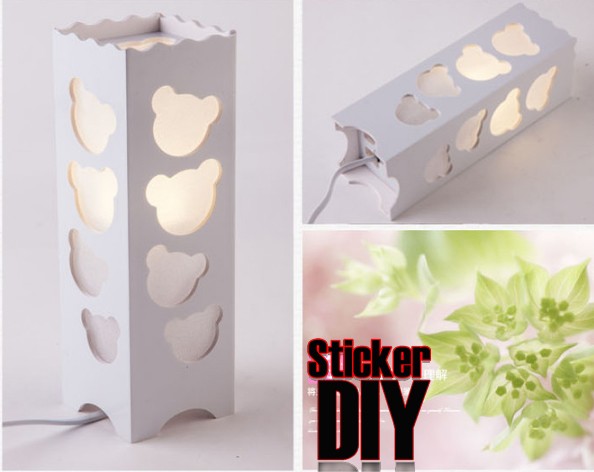 โคมไฟแต่งบ้าน แบบตั้งโต๊ะฉลุลาย TEDDY BEARS สีขาว