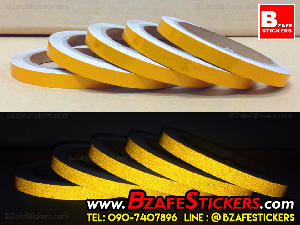 แถบสติ๊กเกอร์สะท้อนแสงติดขอบล้อ 3M สีเหลือง แถบสะท้อนแสงติดรถ สติ๊กเกอร์แต่งรถ