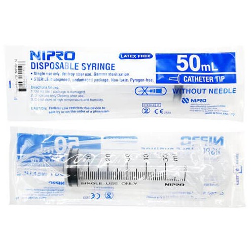 50ml Disposable Syringe Plastic หัวกลาง (ไม่มีเข็มฉีดยา) NIPRO