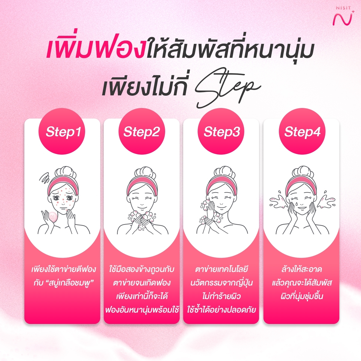 สบู่นิสิต [4 ก้อน] สบู่เกลือหิมาลายัน ตึง ใส สะอาด สบู่ล้างหน้า ผลัดเซลล์ผิวเก่า Nisit Soap