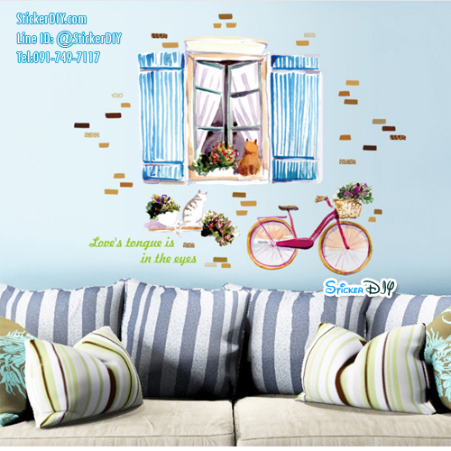 Transparent Wall sticker สติ๊กเกอร์ติดผนัง Love's tongue is in the eyes SK9262 (กว้าง105cm.xสูง83cm.)