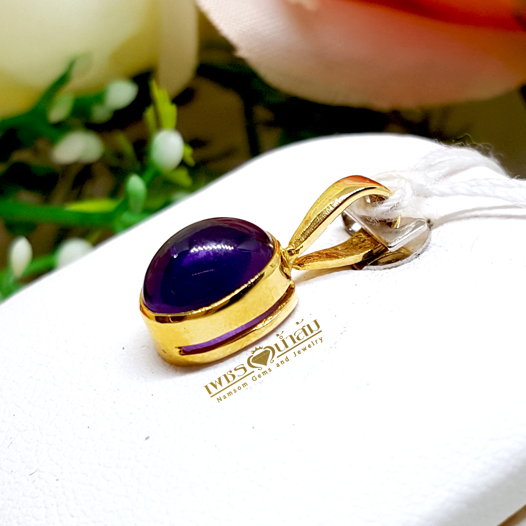 จีพลอยสีม่วง Amythyst เม็ดเดี่ยว ชิ้นเล็ก สวมใส่ได้ทุกวัน