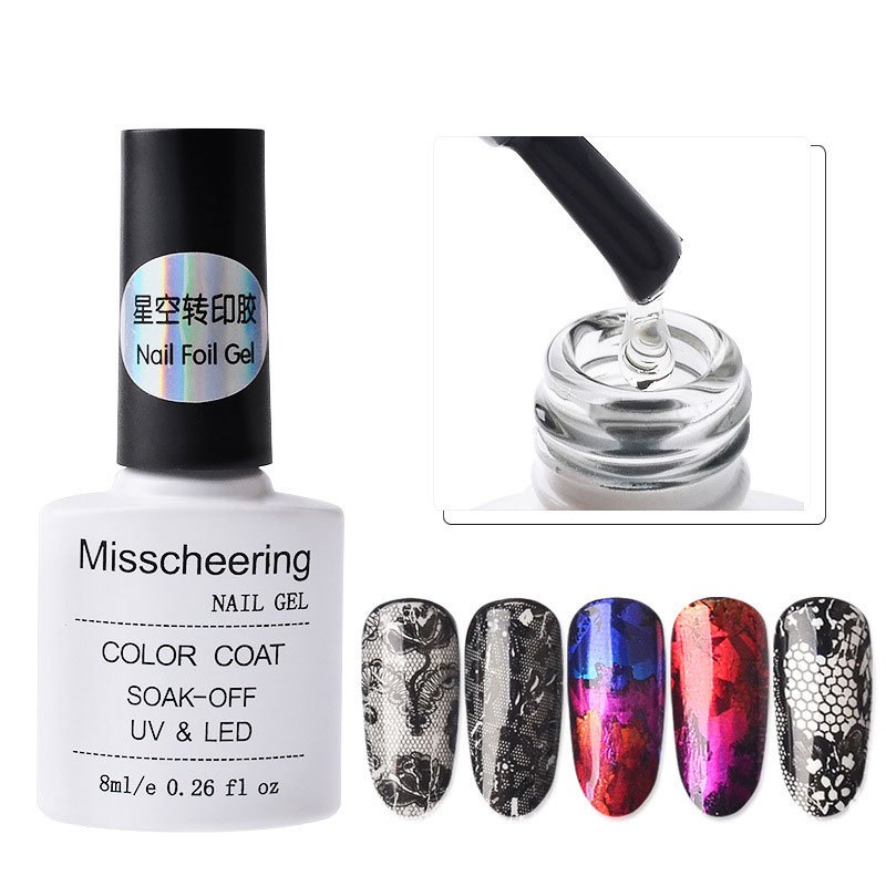 เจลลอกฟอย ลอกลวดลาย บนเล็บ อบ 60 วิ UV/LED Nail Foil Gel 8ml