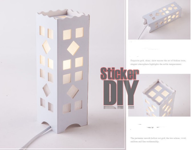 โคมไฟแต่งบ้าน แบบตั้งโต๊ะฉลุลาย SHAPES สีขาว