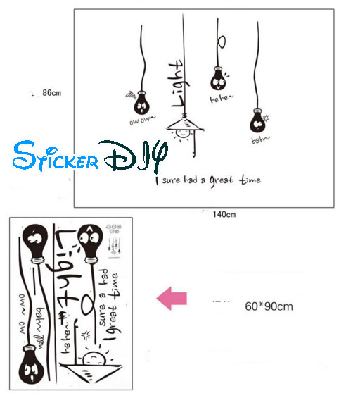 Transparent wall sticker สติ๊กเกอร์ติดผนัง Light สไตล์ A (กว้าง140cm.xสูง86cm.)