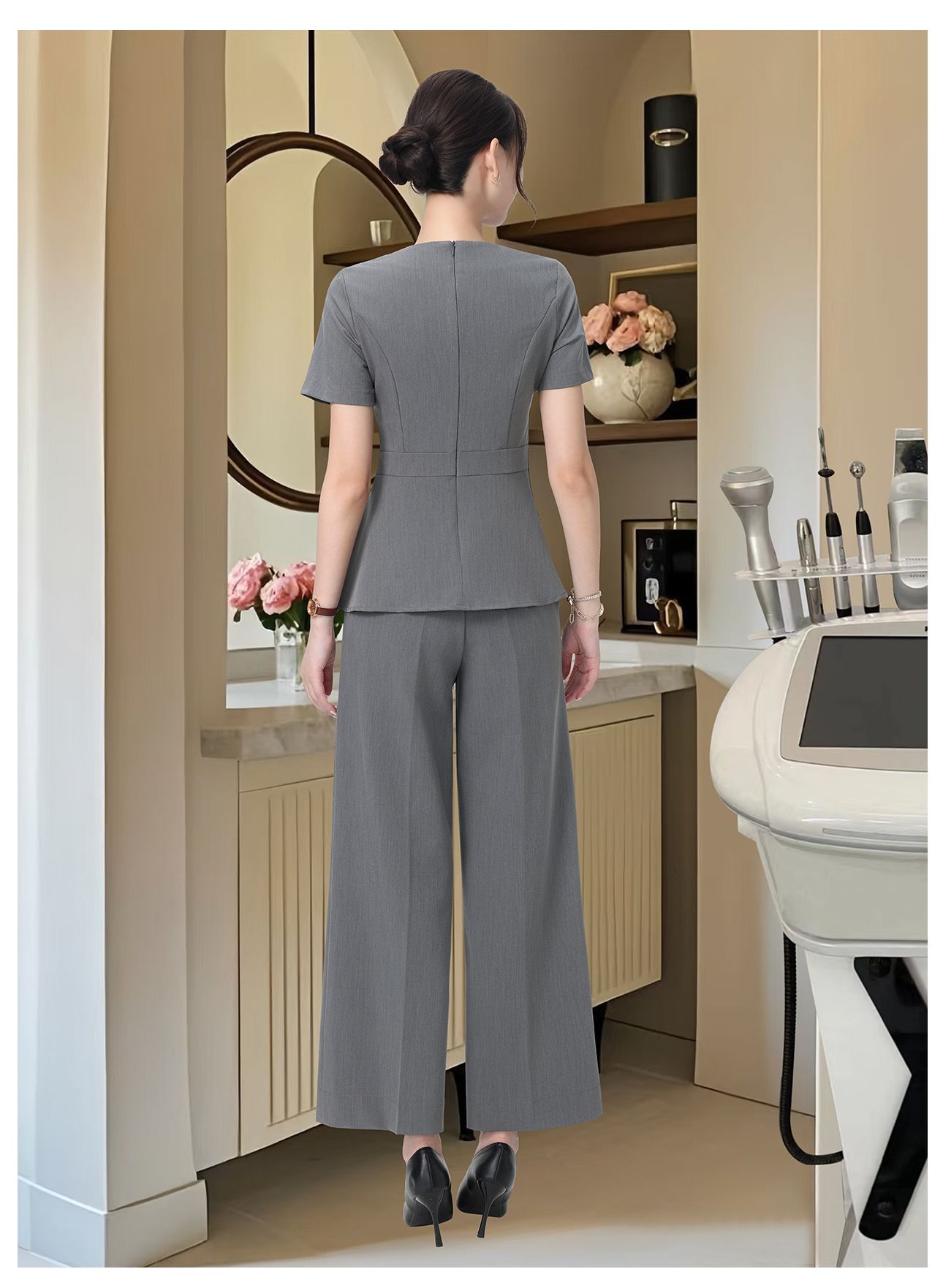 ชุดคลินิกความงาม ชุดพนักงานต้อนรับ ชุดร้านนวดสปา ชุดฟอร์ม ระดับไฮเอนด์