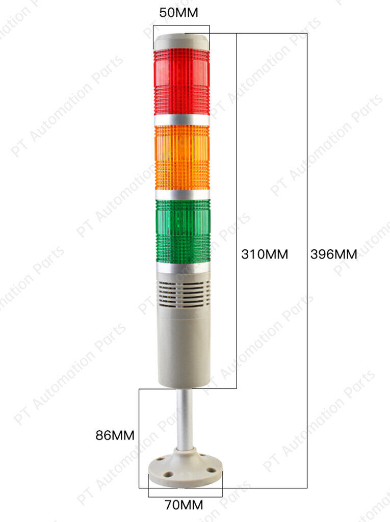 สัญญาณไฟเตือน 3สี มีอ็อด TAYB TB50-3T-D-J 24VDC Warning Signal Tower Light LED 3 Color Red/Yellow/Green with Buzzer ø50mm ขายึดแบบทรงกลม/แบบฉาก ทาวเวอร์ไลท์ หลอด LED ชนิดไฟติดค้าง