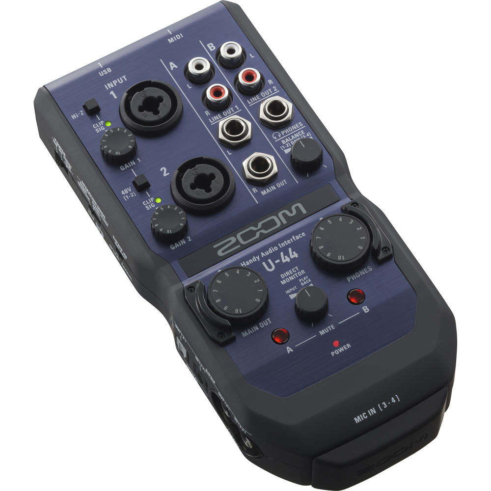 Zoom U-44 *ของแท้รับประกัน1ปี* ออดิโออินเตอร์เฟส 4x4 USB Handy Audio Interface, 24Bit /96kHz, 48V, Battery AA