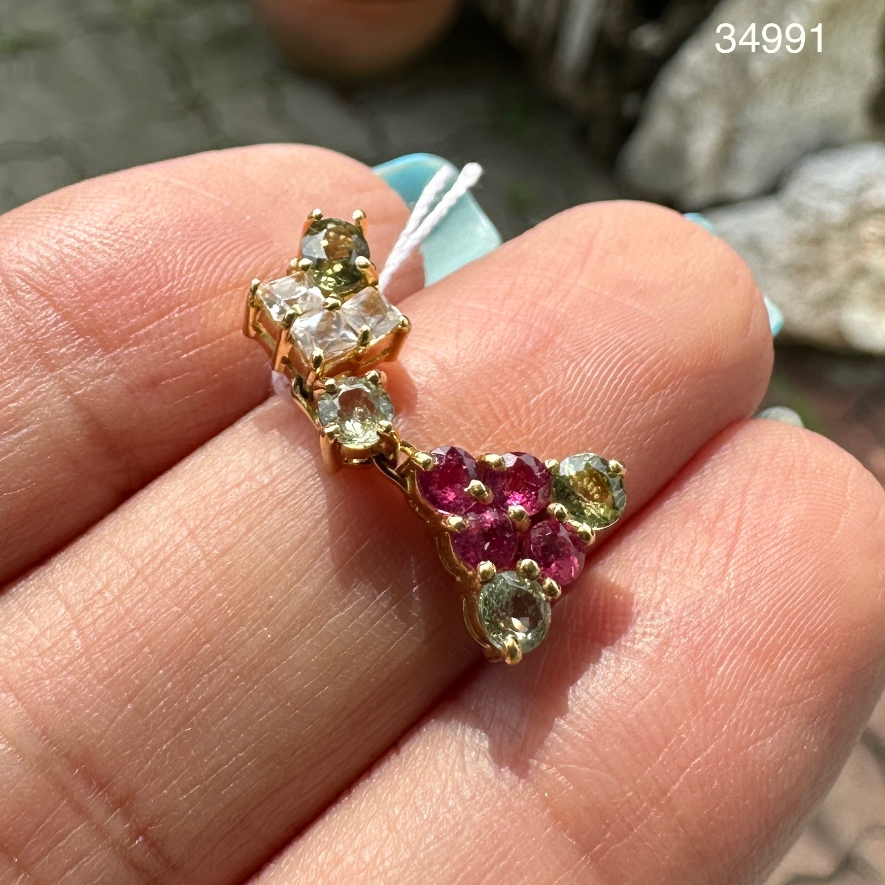 รหัส 34991 จี้ พลอยหลายสี ตุ้งติ้ง ทอง18K งานสวย น่ารักมาก นน. 2.45 g
