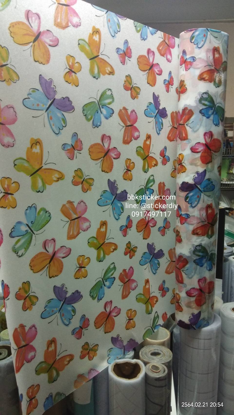 ฟิล์ม PVC สูญญากาศติดกระจก "Colorful Butterfly" GS063 (หน้ากว้าง90cm.) เมตรละ 139 บาท