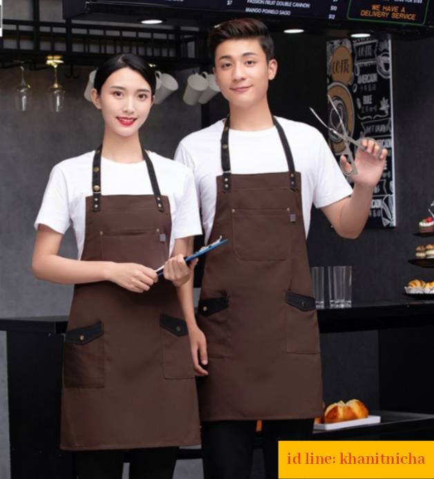ผ้ากันเปื้อนพนักงานเสริฟ ร้านกาแฟ แบบเต็มตัว