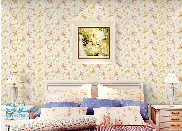 (กว้าง45cm.xยาว10m.)Wallpaper sticker วอลเปเปอร์แบบกาวในตัว Flower P5103