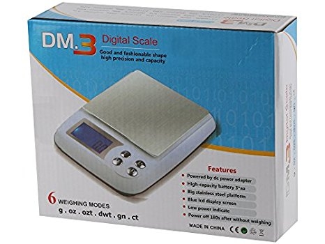 DM.3 เครื่องชั่งความละเอียดทศนิยมสองตำแหน่ง 0.01-500 กรัม รุ่น DM.3 (ใช้ถ่าน AA 2 ก้อน)