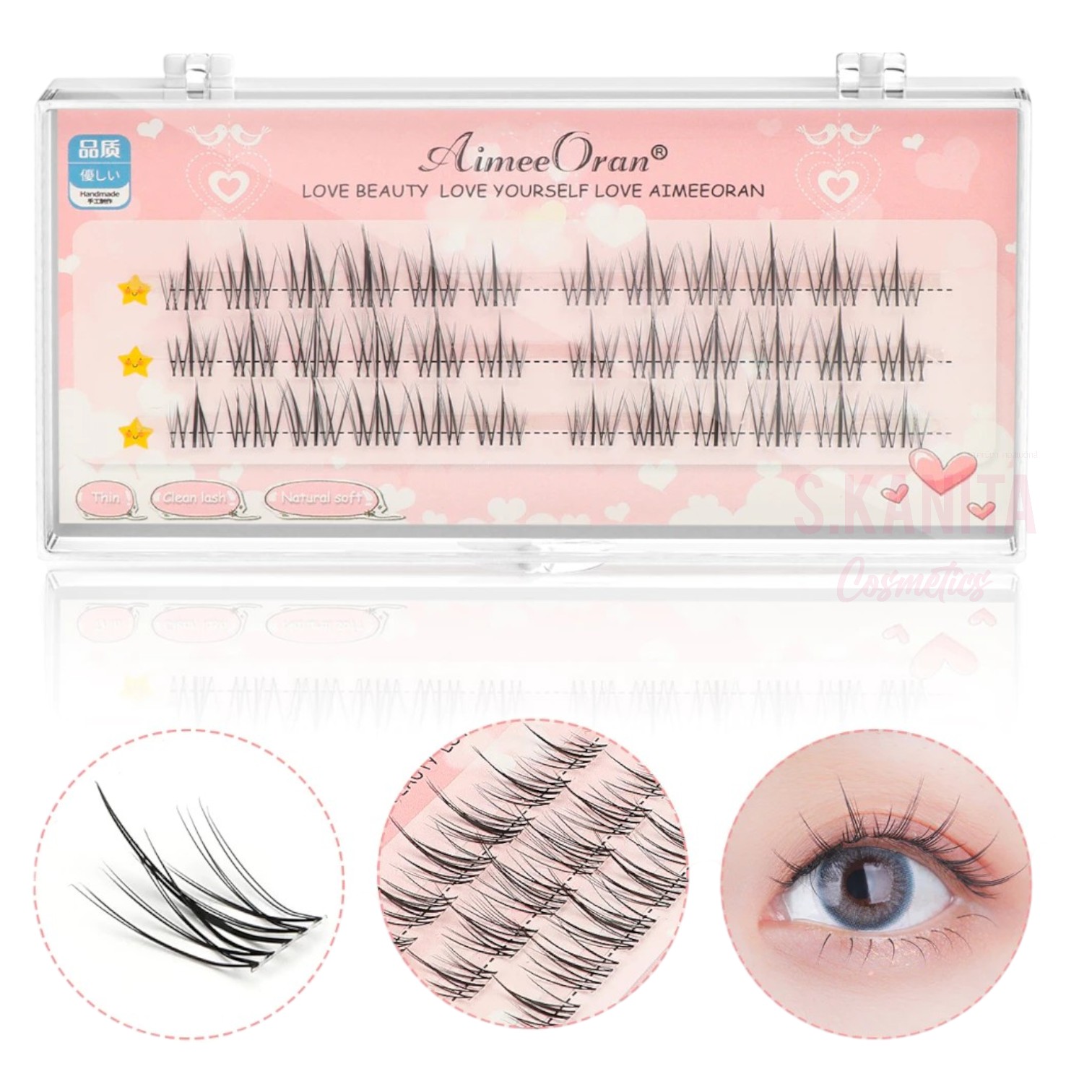 ขนตาทรงบาร์บี้ 3 แถว ไล่ขนาด Segmented False Eyelashes Extension