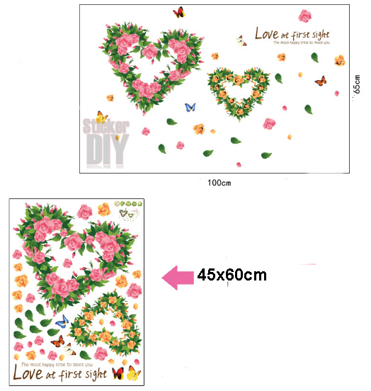 Transparent wall sticker สติ๊กเกอร์ติดผนัง Love at first sight (กว้าง100cm.xสูง65cm.)