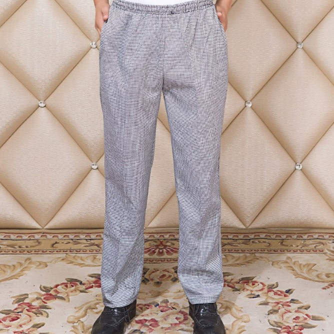 กางเกงทำงานผู้ชาย กางเกงขายาวทรงตรง กางเกงทำงานพนักงานเสิร์ฟในครัว กางเกงขายาวลายทางขาวดำ