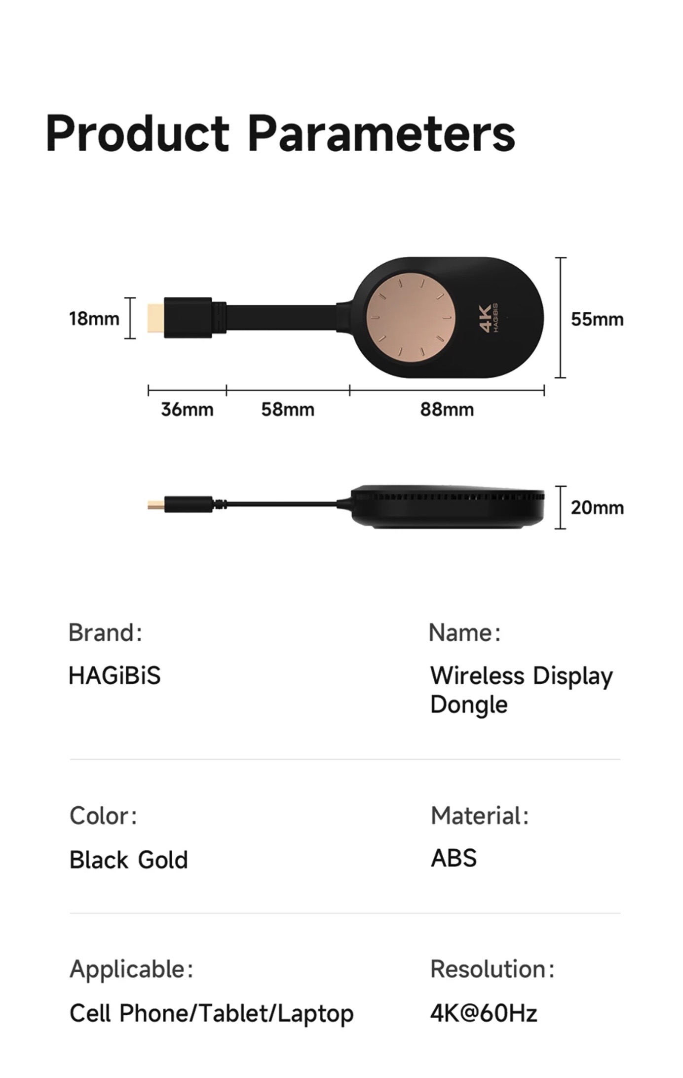 Hagibis WFD0745G 4K HDMI Wireless Display Dongle