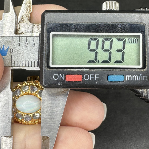 รหัส 61731 แหวน โอปอล ล้อมเพชรซีกลูกโลก เพชรหนา ทอง90 งานสวยมาก นน. 8.05 g