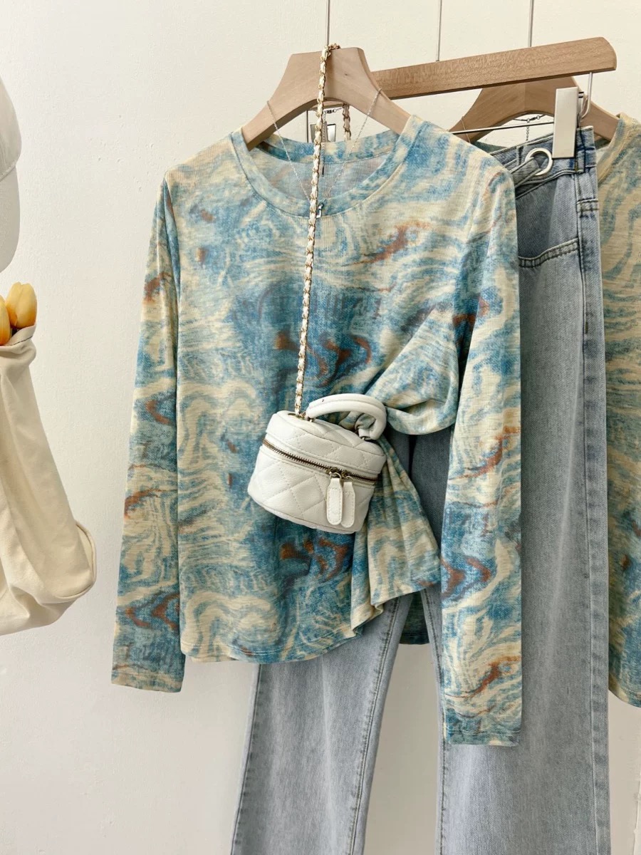 P31702 เสื้อยืดแฟชั่น ผ้ายืดเนื้อนิ่ม พริ้ว สีเขียวเข้ม