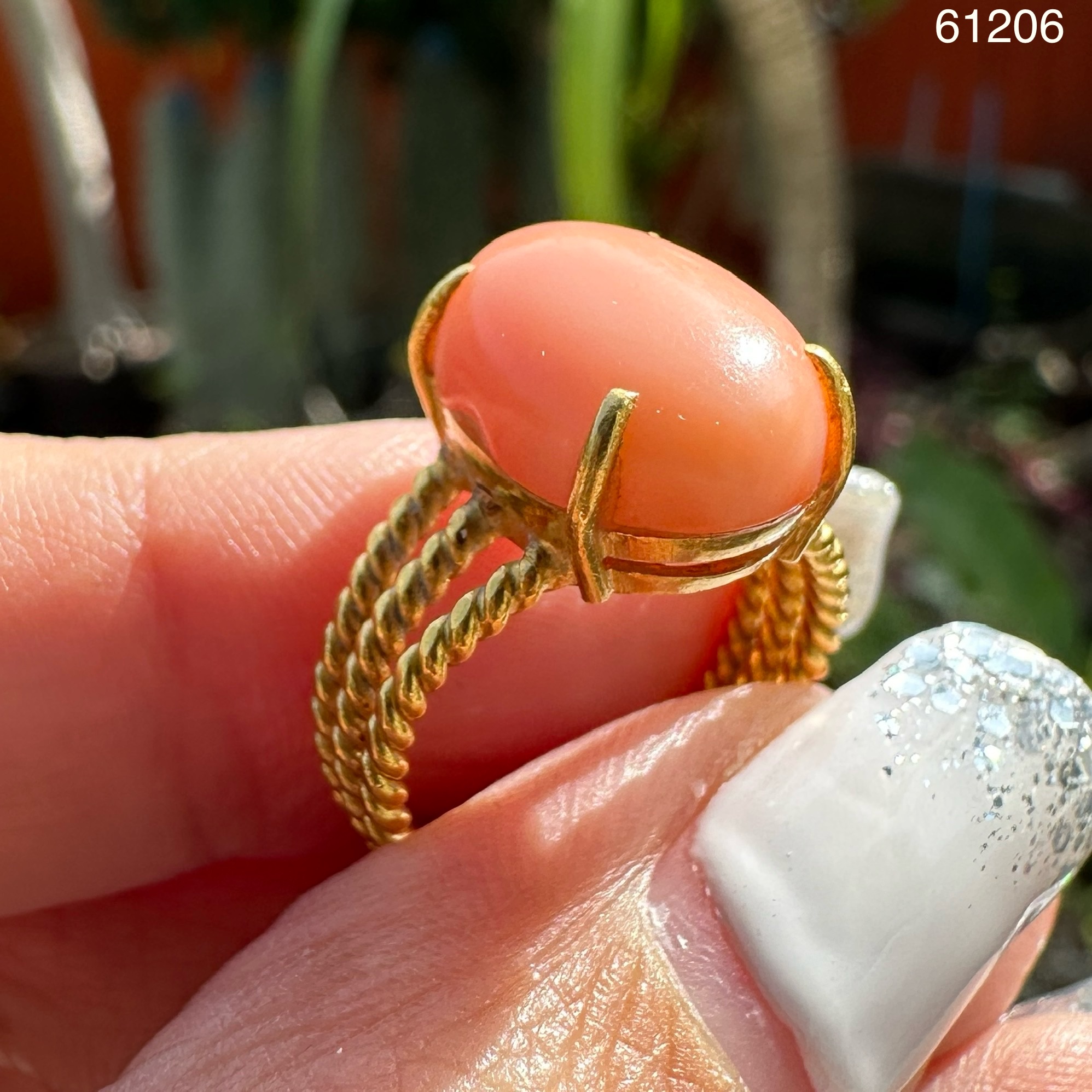 รหัส 61206 แหวน หัว Coral ลายเกลียวเชือก ทอง90 พร้อม Cert. งานสวย นน. 5.68 g