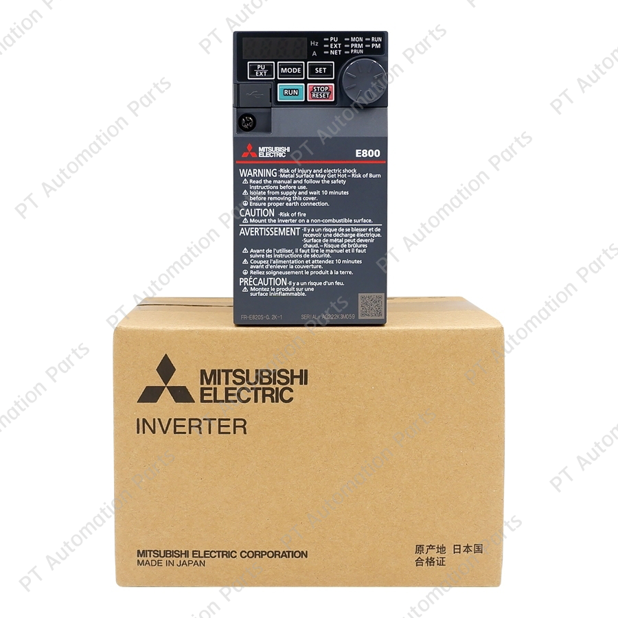 Mitsubishi FR-E820S-0.2K-1 Inverter 0.2KW 1/4HP Input 1-Phase 200-240VAC Output 3-Phase 200-240VAC 0.2-590Hz E800 Series มิตซูบิชิ อินเวอร์เตอร์ เครื่องควบคุมความเร็วรอบมอเตอร์ 200W