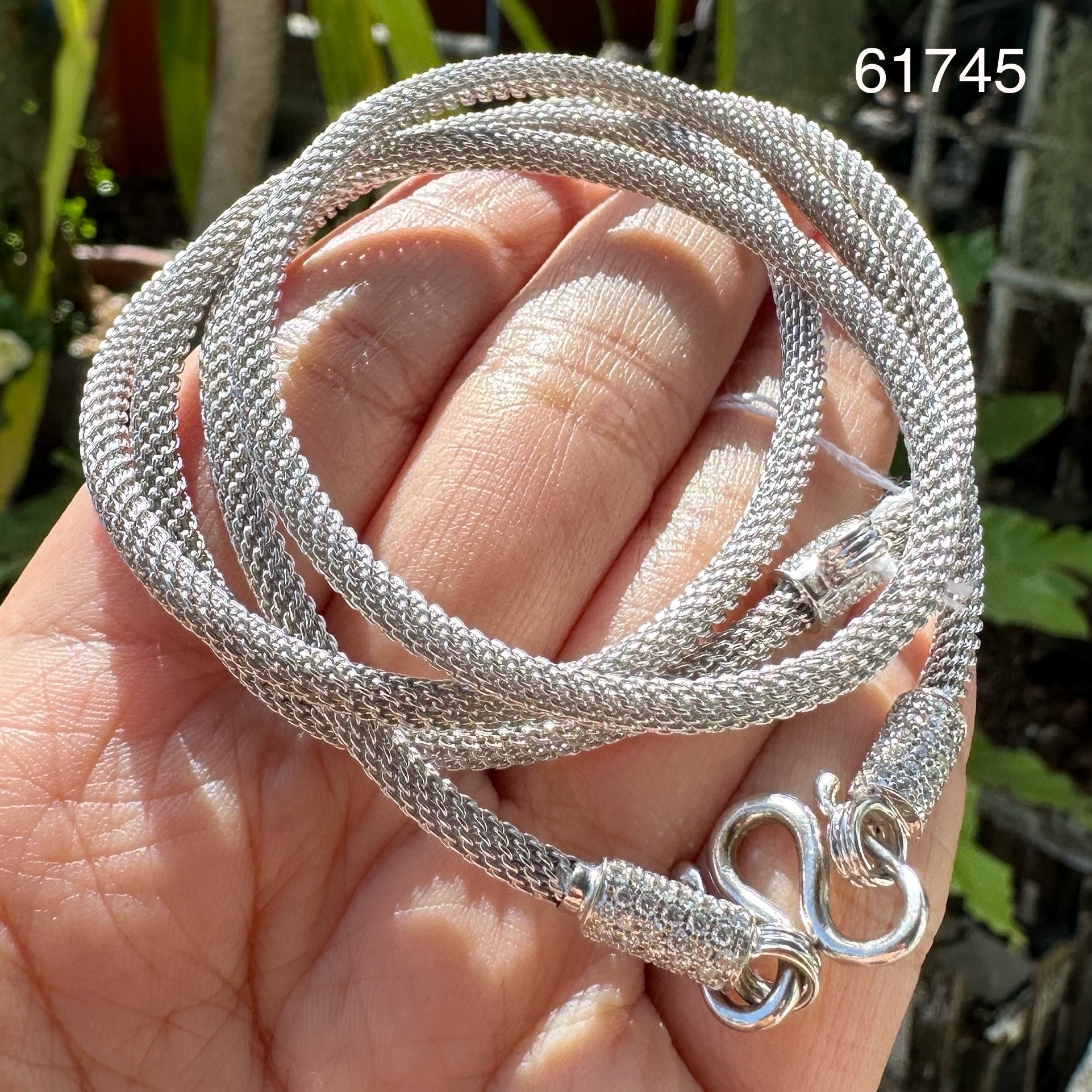 รหัส 61745 สร้อยคอ ฝังเพชร 164 เม็ด 1.64 กะรัต ทอง18K งานเก่า นน. 34.10 g