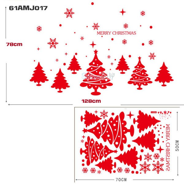 Transparent Wall Sticker PVC สูญญากาศ Merry Christmas AMJ017 (กว้าง96cm.xสูง67cm.)