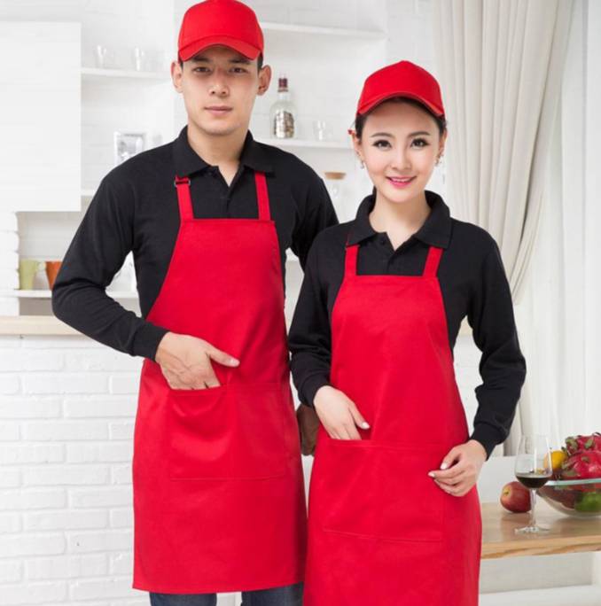 ผ้ากันเปื้อนสีแดง สีน้ำตาล สีเขียว สีขาว สีดำ สีส้ม ผ้ากันเปื้อนเต็มตัว
