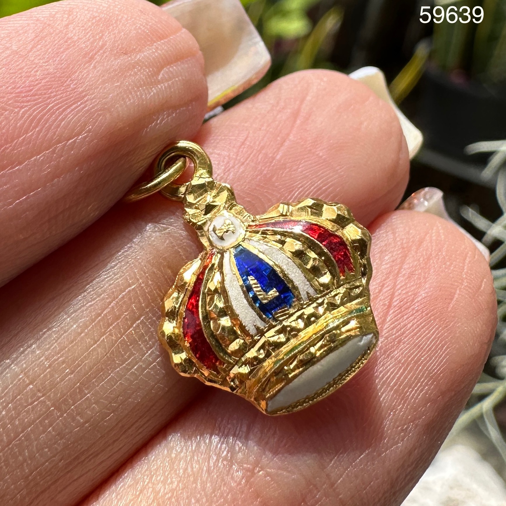 รหัส 59750 จี้ มงกุฏ ทองลงยา ทอง90 งานเก่า หลุดจำนำ สวยมาก นน. 3.14 g