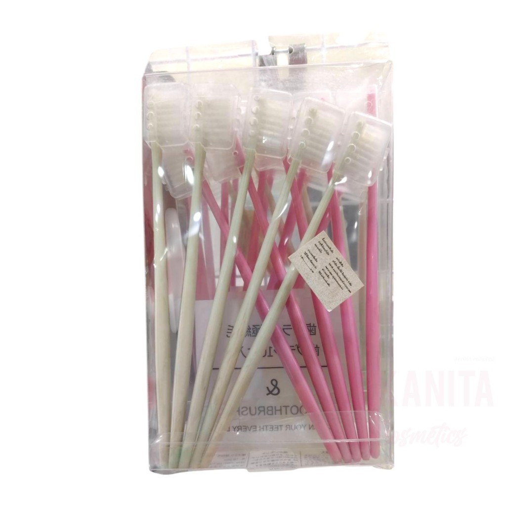 แปรงสีฟันยกแพ็ก 10 ชิ้น (ขาว+ชมพู) toothbrush 10 pieces