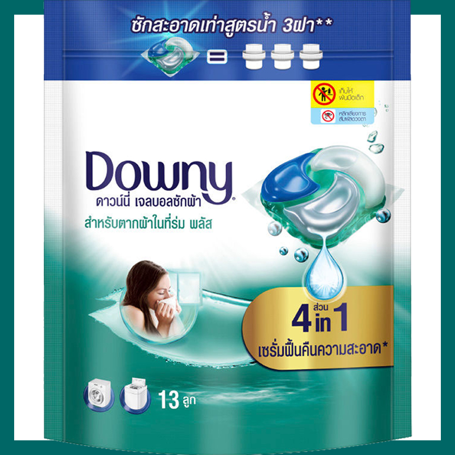 เจลบอลซักผ้า ดาวน์นี่ ตากในร่ม ถุง เขียว 13 ชิ้น