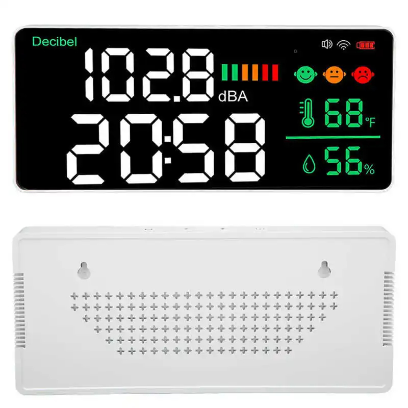 ส่งจากไทย Tuya Decibel Sound Meter WiFi Wall Mounted Noise Detector LED Temperature Humidity Time Display Level Meter